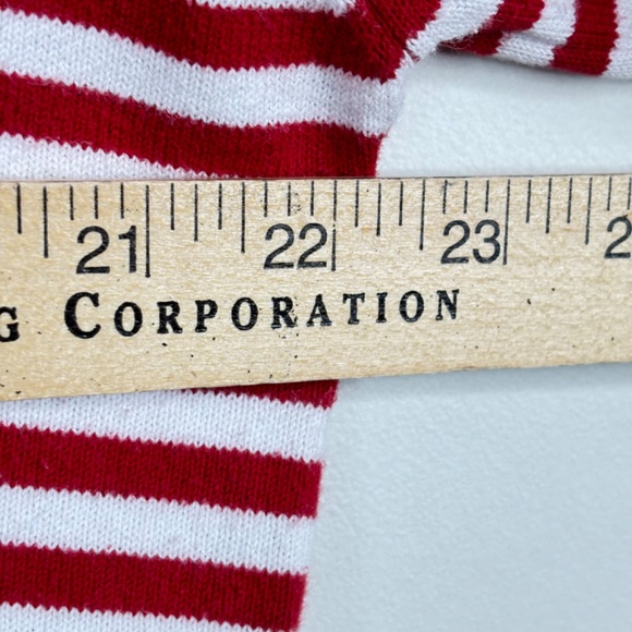 VTG 80s 90s LACOSTE V-Neck Sweater 46/XL Red White Stripe French Made Christmas - Picture 8 of 10